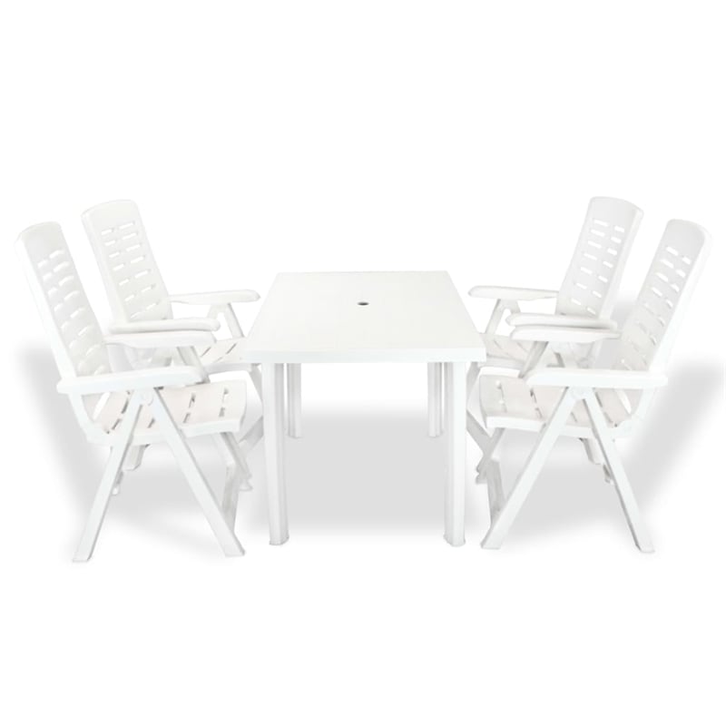 Afuera Living Medium Foldable Outdoor Dining Set in White Plastic