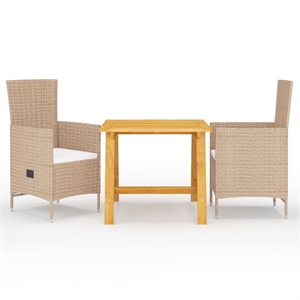 Afuera Living Solid Acacia Wood Medium Garden Dining Set in Beige