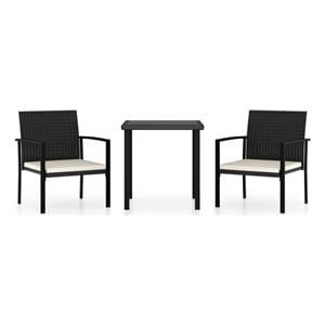 Afuera Living Dining Set in Black Table and Chairs/Cream Cushions