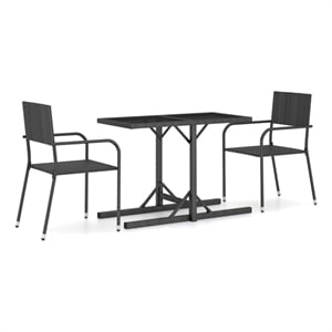 Afuera Living Poly Rattan/Powder-Coated Steel Dining Set in Black