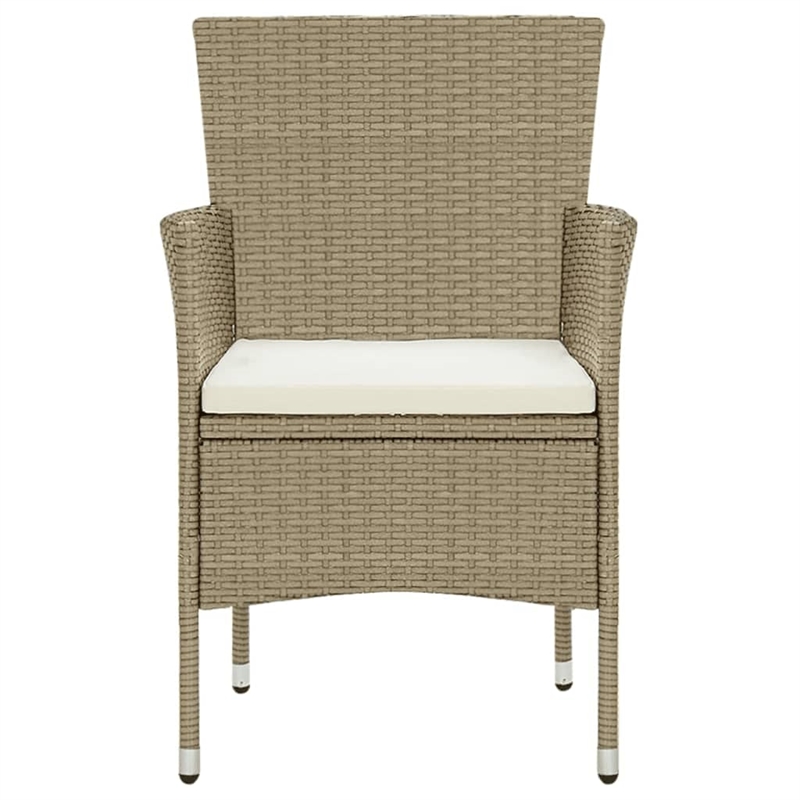 Afuera Living Dining Set in Beige Chair/Cream Cushion/Black Table