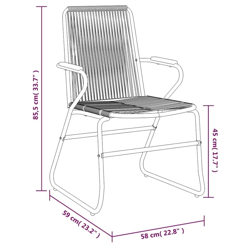 Afuera Living PVC Rattan Small Durable Garden Dining Set in Black