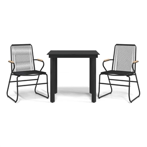Afuera Living PVC Rattan Small Durable Garden Dining Set in Black