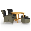 Afuera Living Solid Acacia Wood Medium Garden Dining Set in Brown