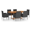 Afuera Living Solid Acacia Wood & Steel Large Dining Set in Black