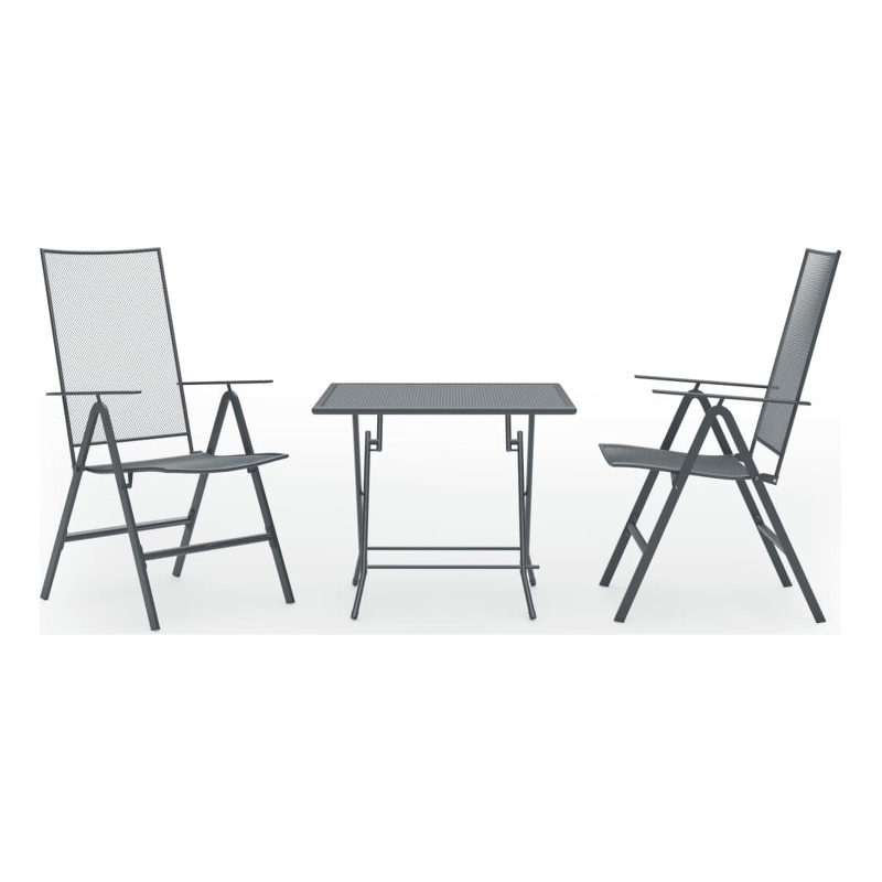 Afuera Living Steel Standard Square Dining Set in Anthracite/Gray