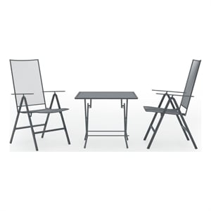 Afuera Living Steel Standard Square Dining Set in Anthracite/Gray
