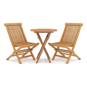 Afuera Living Solid Teak Wood Foldable Garden Dining Set in Brown