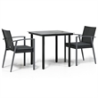 Afuera Living PE Rattan 3 Piece Modern Garden Dining Set in Black