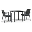 Afuera Living PE Rattan 3 Piece Modern Garden Dining Set in Black