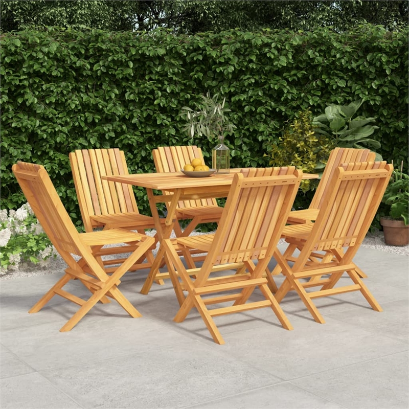 Afuera Living Solid Teak Wood Foldable Garden Dining Set in Brown