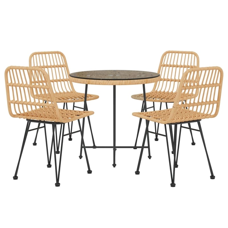 Afuera Living Poly Rattan Medium Tough Garden Dining Set in Black