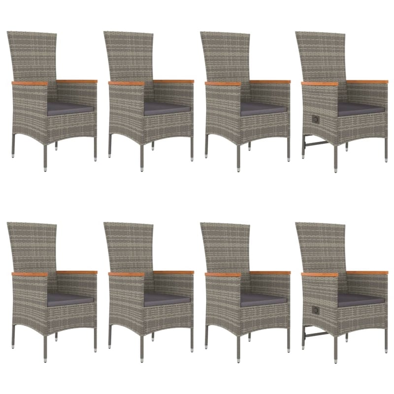Afuera Living PE Rattan 9 Piece Modular Garden Dining Set in Gray