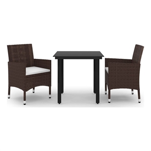 Afuera Living Contemporary Garden Dining Set in Brown/Cream White/Black