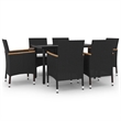 Afuera Living Contemporary PE Rattan 7 Piece Garden Dining Set in Black