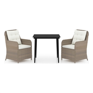 Afuera Living Contemporary Garden Dining Set in Brown/Black/Cream White