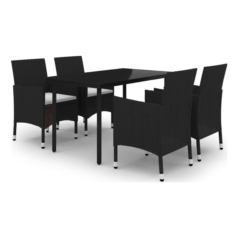 Afuera Living Contemporary PE Rattan Durable Garden Dining Set in Black