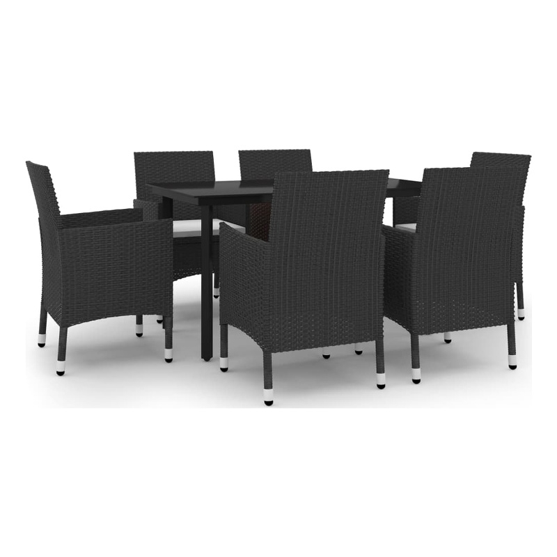 Afuera Living Contemporary PE Rattan Durable Garden Dining Set in Black