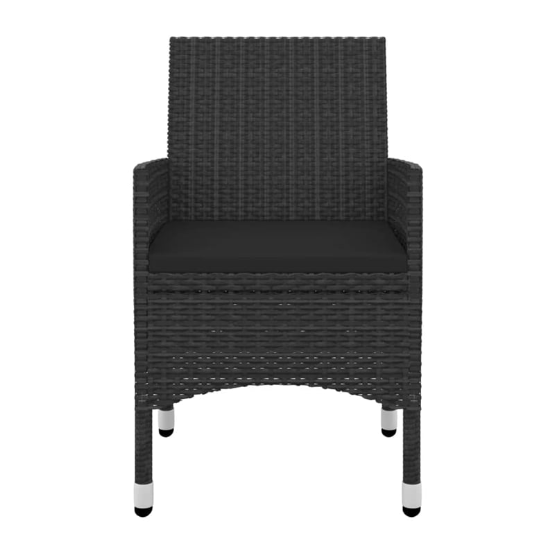Afuera Living Contemporary PE Rattan Durable Garden Dining Set in Black