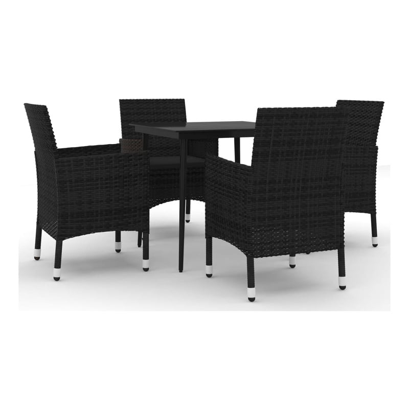 Afuera Living Contemporary PE Rattan Durable Garden Dining Set in Black