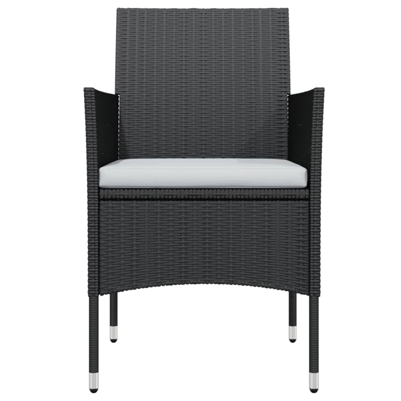 Afuera Living Contemporary PE Rattan Durable Garden Dining Set in Black