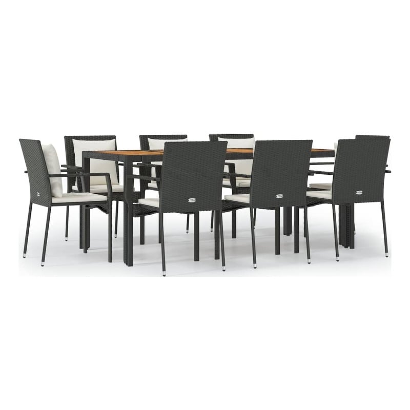 Afuera Living Contemporary PE Rattan Durable Garden Dining Set in Black