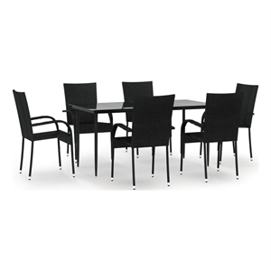 Afuera Living Contemporary PE Rattan Durable Garden Dining Set in Black