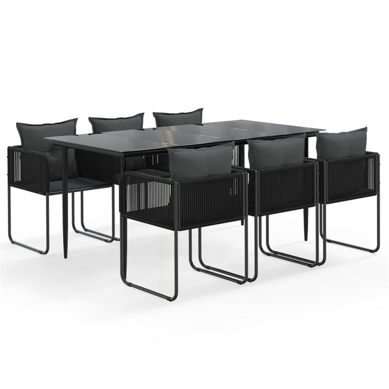 Afuera Living Contemporary PE Rattan Durable Garden Dining Set in Black