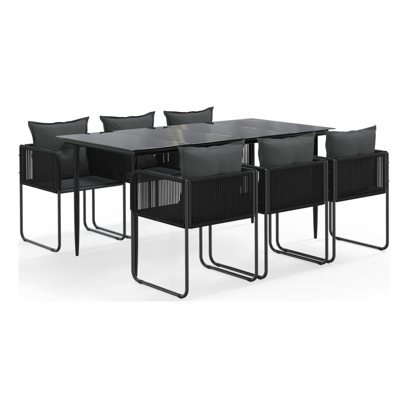 Afuera Living Contemporary PE Rattan Durable Garden Dining Set in Black