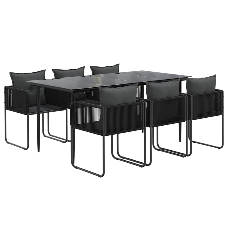 Afuera Living Contemporary PE Rattan Durable Garden Dining Set in Black