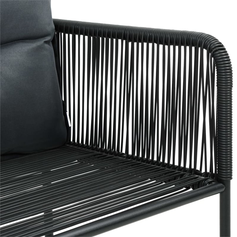 Afuera Living Contemporary PE Rattan Durable Garden Dining Set in Black