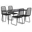 Afuera Living Contemporary PE Rattan Durable Garden Dining Set in Black