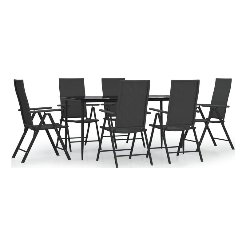 Afuera Living Contemporary PE Rattan Durable Garden Dining Set in Black