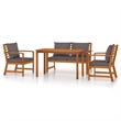 Afuera Living Contemporary Patio Dining Set in Dark Gray Cushions/Brown