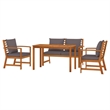 Afuera Living Contemporary Patio Dining Set in Dark Gray Cushions/Brown
