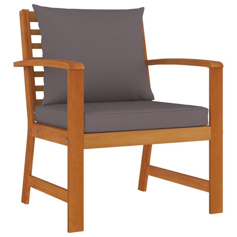 Afuera Living Contemporary Patio Dining Set in Dark Gray Cushions/Brown