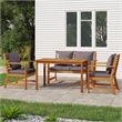 Afuera Living Contemporary Patio Dining Set in Dark Gray Cushions/Brown