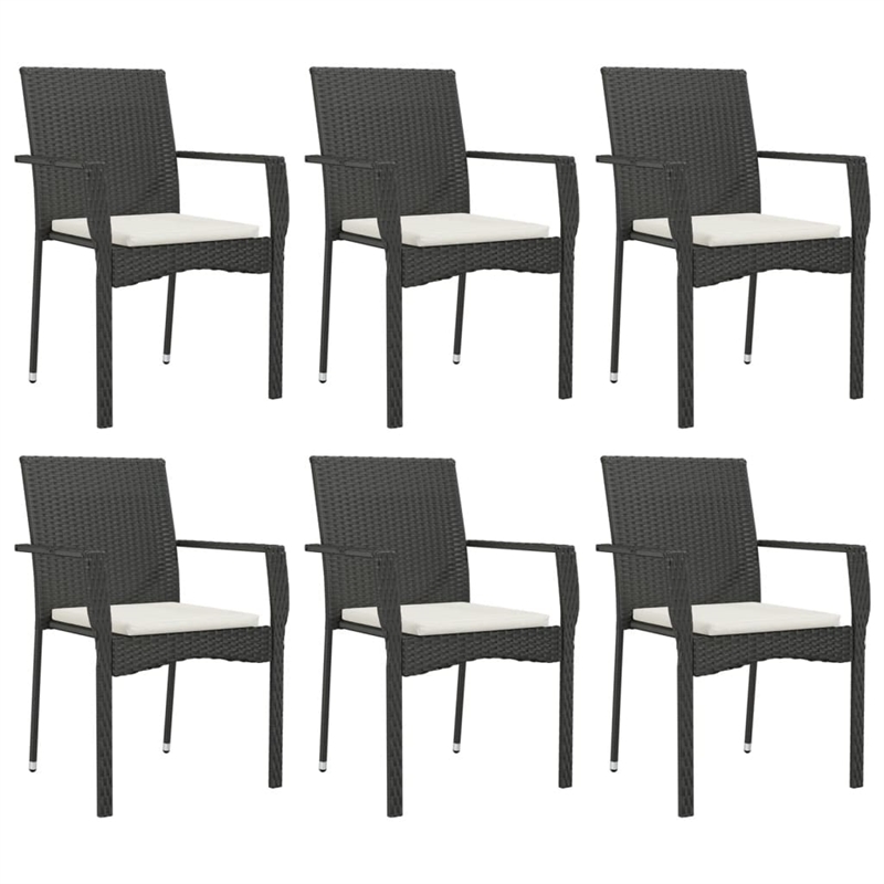 Afuera Living Contemporary PE Rattan 7 Piece Garden Dining Set in Black