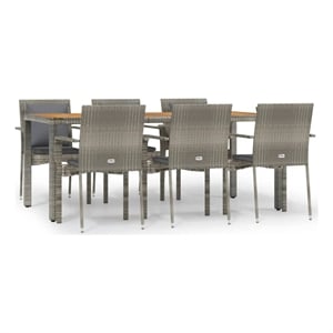 Afuera Living Contemporary Garden Dining Set in Gray/Dark Gray Cushions