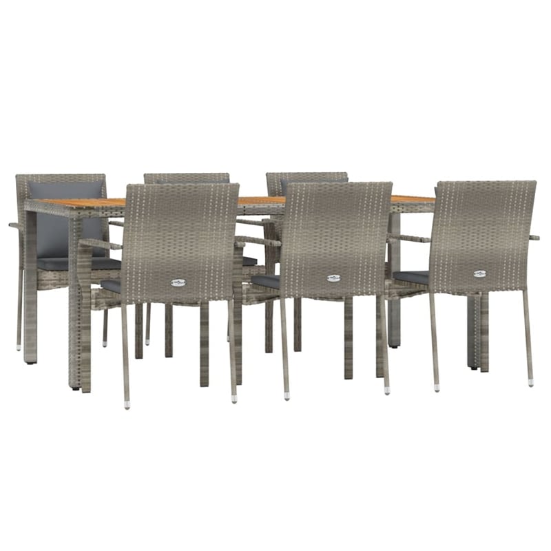 Afuera Living Contemporary Garden Dining Set in Gray/Dark Gray Cushions