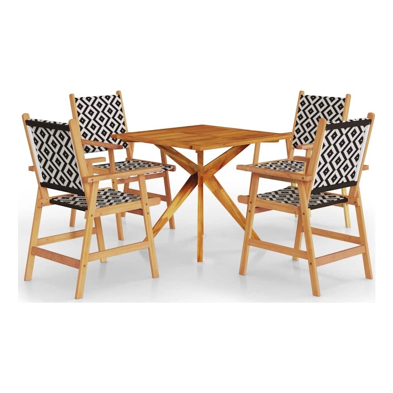 Afuera Living Contemporary Solid Acacia Wood Garden Dining Set in Brown