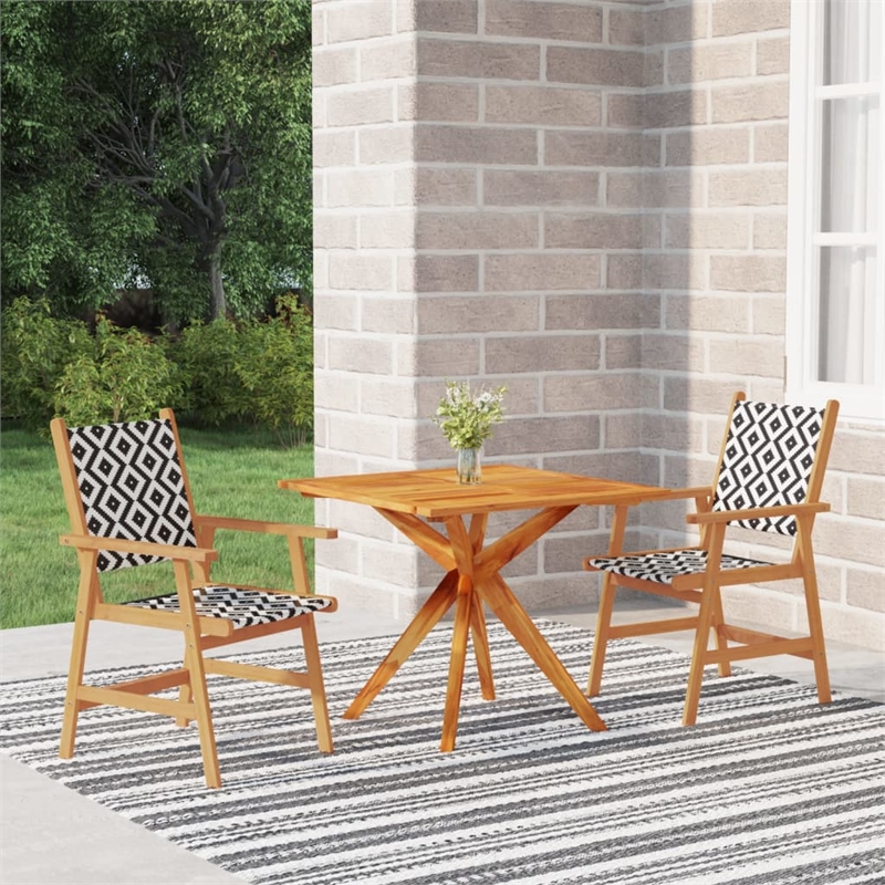 Afuera Living Contemporary Solid Acacia Wood Garden Dining Set in Brown