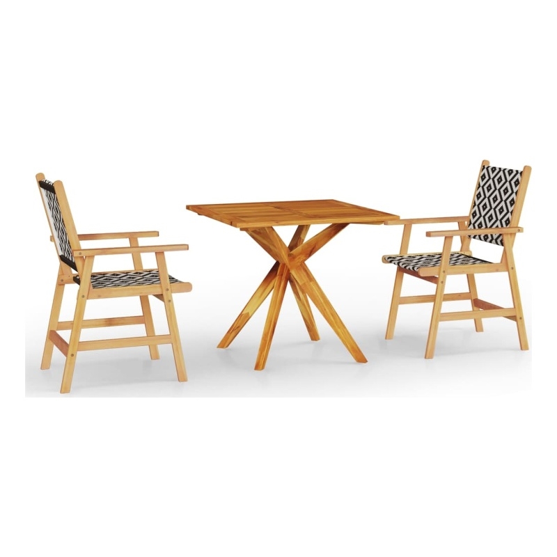 Afuera Living Contemporary Solid Acacia Wood Garden Dining Set in Brown