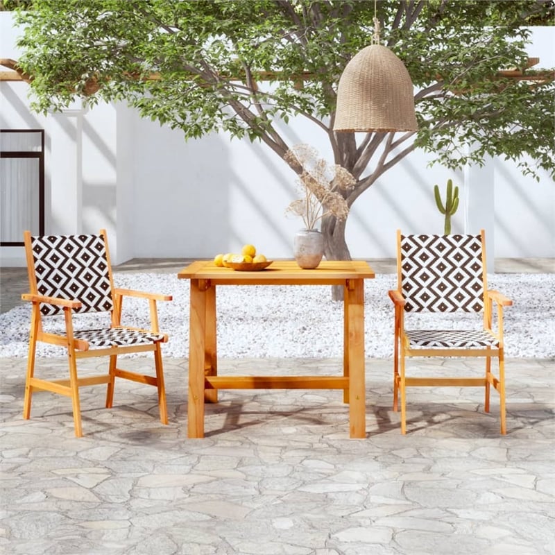 Afuera Living Contemporary Solid Acacia Wood Garden Dining Set in Brown