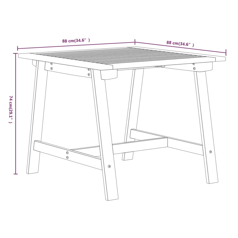 Afuera Living Contemporary Solid Acacia Wood Garden Dining Set in Brown