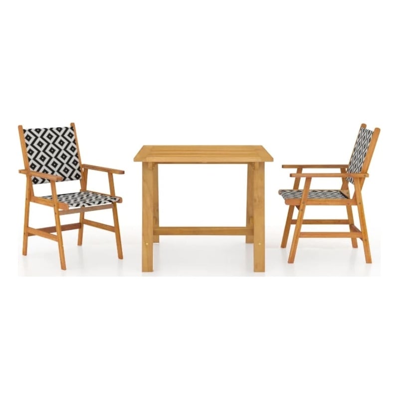 Afuera Living Contemporary Solid Acacia Wood Garden Dining Set in Brown