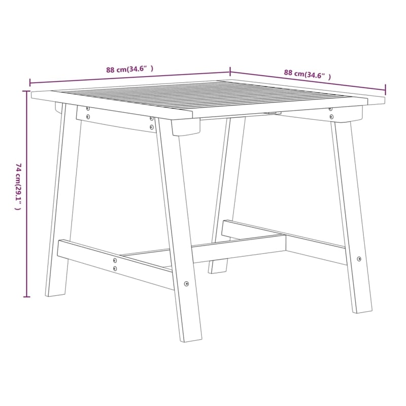 Afuera Living Contemporary Solid Acacia Wood Garden Dining Set in Brown