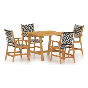 Afuera Living Contemporary Solid Acacia Wood Garden Dining Set in Brown