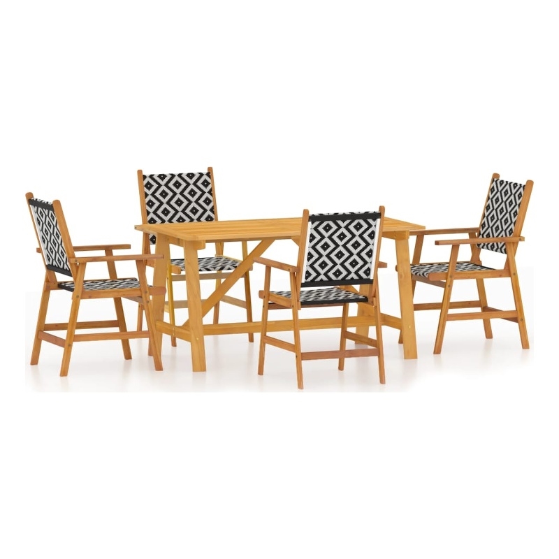 Afuera Living Contemporary Solid Acacia Wood Garden Dining Set in Brown
