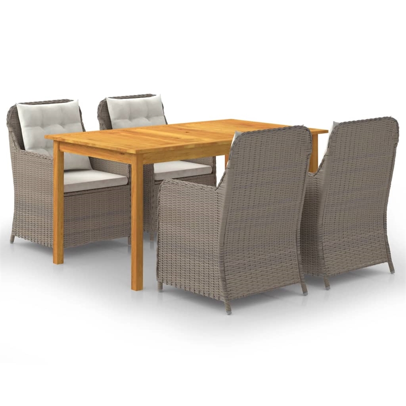 Afuera Living Contemporary Solid Acacia Wood Medium Dining Set in Brown